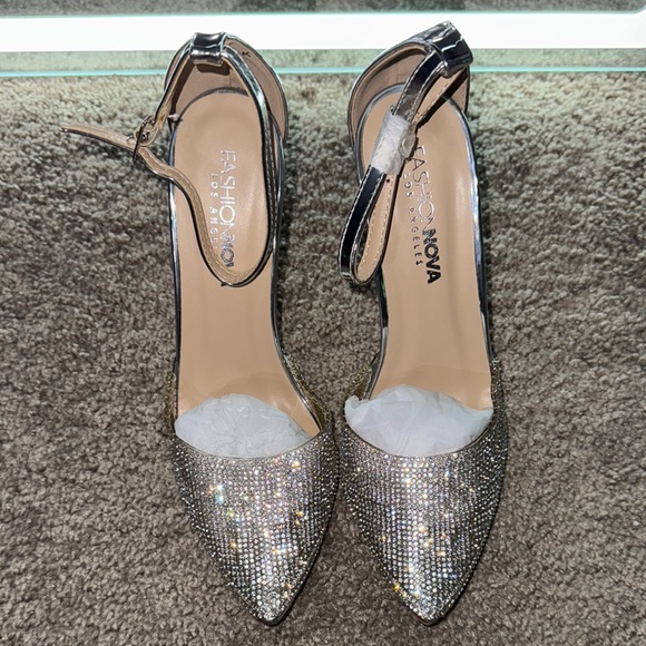 Fashion Nova Silver Heels - Picture 2 of 4